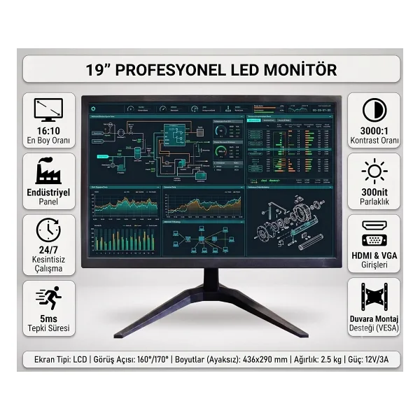 Mpia MP-19 19" 5 ms 60 Hz Monitör