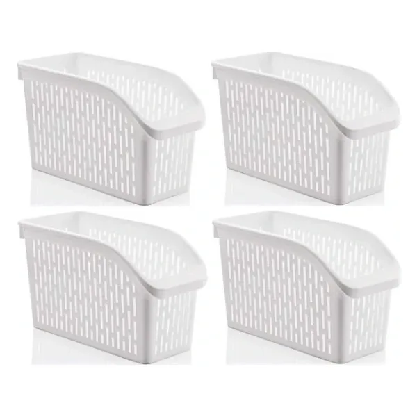 Omnipazar Sy-2170 Plastik Küçük Dolap İçi Sebze Meyve Düzenleyici Beyaz 4 Lü Set Beyaz