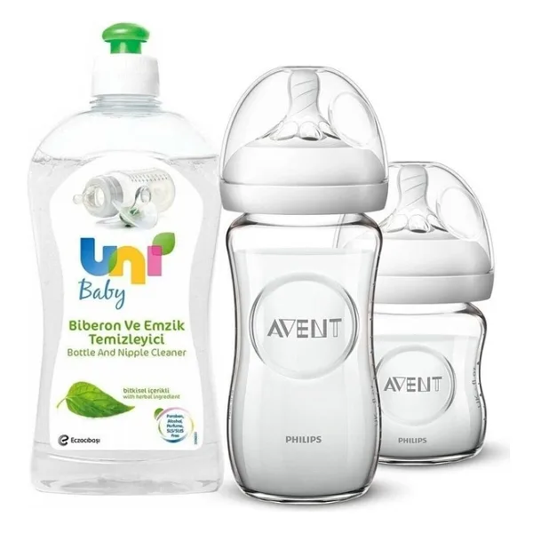 Philips Avent İkili Cam Biberon Seti 500 ml Temizleyici Hediyeli!