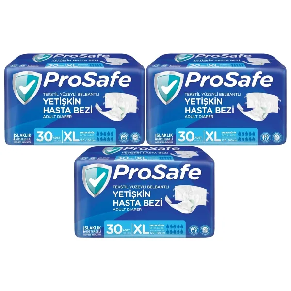 Prosafe Belbantlı Ekstra Büyük Boy XL 30'lu 3 Adet Hasta Bezi