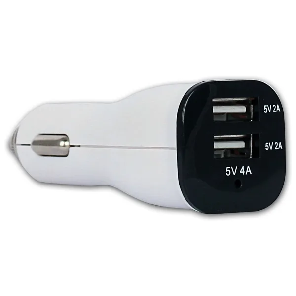 RETRO 5V 4A iPad, Tablet, Telefon USB Araç Şarj Adaptörü - Beyaz - Çift USB