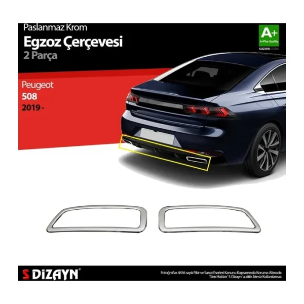 S-dizayn Peugeot 508 Krom Egzoz Çıkışı 2 Prç. 2019 Üzeri