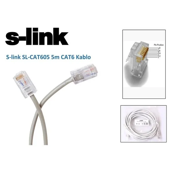 S-link SL-CAT605 UTP 5 m CAT6 Patch Kablo