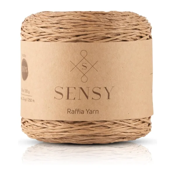 SENSY Premium 250 gr Doğal Kağıt Ip, Hasır Kağıt Iplik, Rafya,çanta,supla,şapka Ipi,250m Sütlü Kahve
