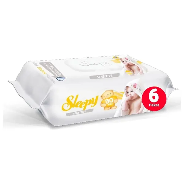 Sleepy Sensitive 90 Yaprak 6'lı Paket Islak Mendil
