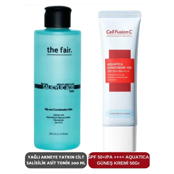 the fair. Yağlı Akneye Yatkın Cilt Salisilik Asit Tonik 200 ml ve SPF 50+/PA Aquatica Güneş Kremi 50 ml