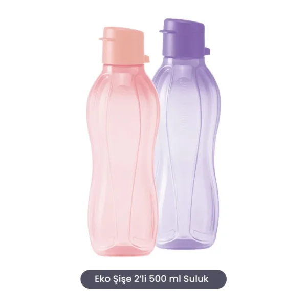 Tupperware Eco Şişe 2li 500 ml Pamuk Şeker ve Mor