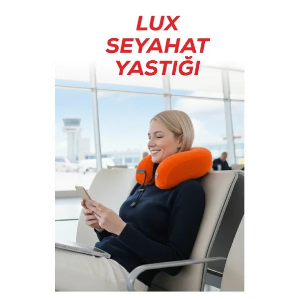Viscofoam Lux Ortopedik Seyahat Yastığı Visco Boyun Destekli Seyahat Yastığı - Turuncu Ergo Travel