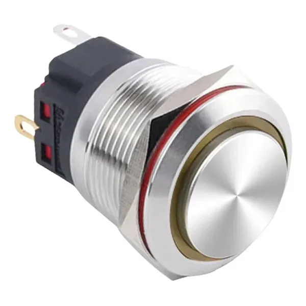 WD22B-G1Z-E 22mm Çıkık Anahtarlı Işıklı Metal Buton - Sarı