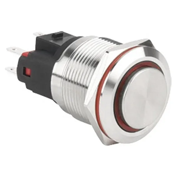 WD22E-G1Z-E 22mm Çıkık Anahtarlı Işıklı Metal Buton - Kırmızı