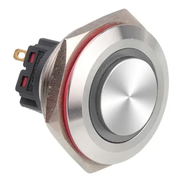 WD28B-G1-E 28mm Çıkık Yaylı Işıklı Metal Buton - Beyaz