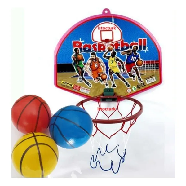 3 Adet Top+Duvara monte 42cm Büyük Boy Oyuncak Basketbol Potası