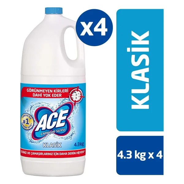 Ace çamaşır Suyu Normal 17,2 kg (4,3 kg x 4) - 100 ml