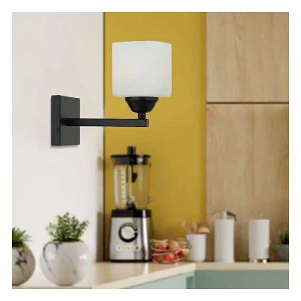 Apliqa Minel Siyah Duvar Lambası Yatak Odası-Yatak Başı-Banyo İçin Modern Aplik
