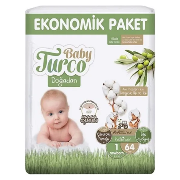 Baby Turco Doğadan 1 Numara Yenidoğan 64'lü Bebek Bezi
