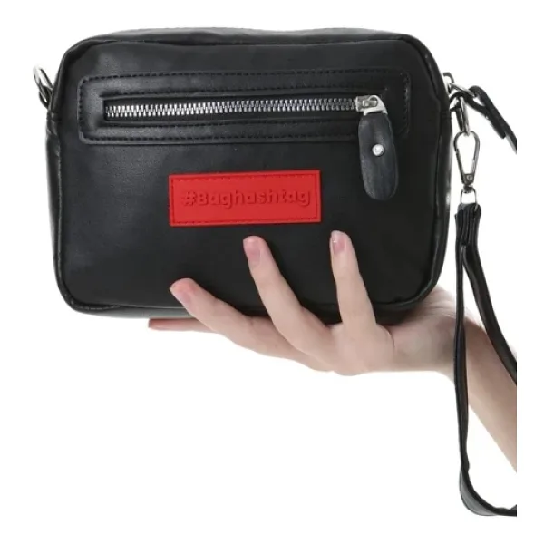 Baghashtag Siyah Minik Unisex 3 Gözlü Deri Çanta