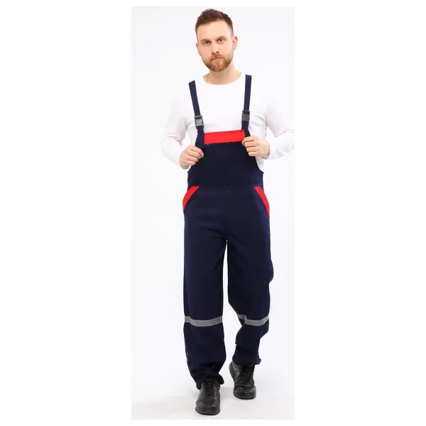 Çamdalı Iş Elbiseleri - Bahçıvan Tulumu 16/12 Lacivert Gabardin Askılı Tulum - Lacivert - Kırmızı