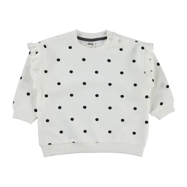 Civil Baby Puantiye Empirme 6-18 Ay Sweatshirt - Ekru