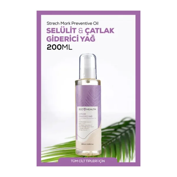 Ecc Health Sıkılaştırıcı ve Selülit & Çatlak Giderici Yağ 200 ml Hamilelik ve Sonrası Kullanıma Uygun, Doğal Bitkisel Formül