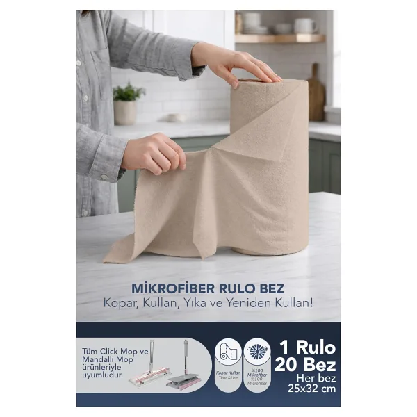 Lavine Bej Mikrofiber Rulo Bez 20'li