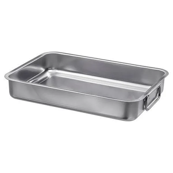 Metal Kare Fırın Kabı MeridyenDukkan 24x34 Cm Paslanmaz Çelik Kulplu Kare Fırın Pişirme Tepsisi