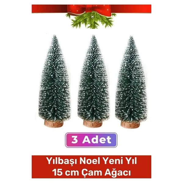 Mini Çam Masaüstü Minyatür Dekorasyon Küçük Süs Kar Yeni Yıl Noel Yapay Sedir Ağacı 15cm 3 Adet