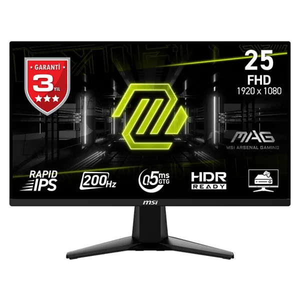 MSI MAG 255F E20 24.5" 0.5 ms Full HD IPS 200 Hz Oyuncu Monitörü