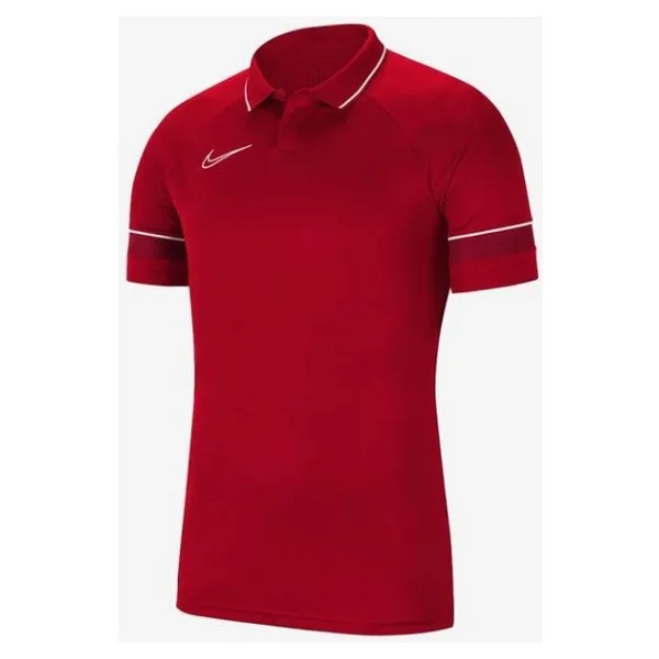 Nike Y Academy 21 Polo CW6106-457 Çocuk Tişört - S - Kırmızı