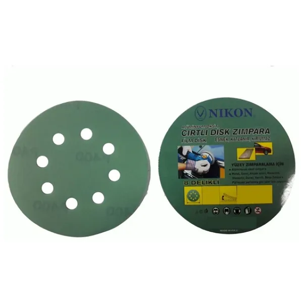 Nikon 52042 Kırılmaz Yeşil Cırt Zımpara 125x280 Kum 8 Delikli