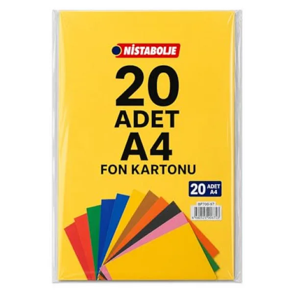 nistabolje 20 Adet A4 Renkli Fon Kartonu 23 X 34 cm 10 Renk