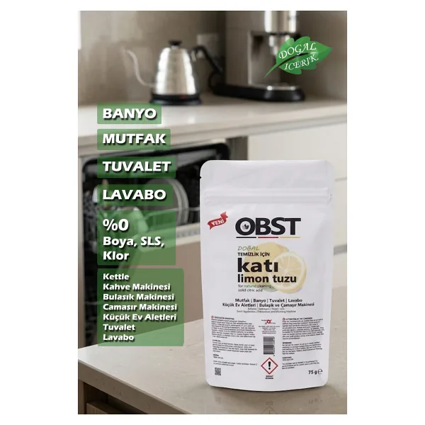 OBST Doğal Temizlik Için Katı Limon Tuzu Mutfak Banyo Tuvalet 75 gr