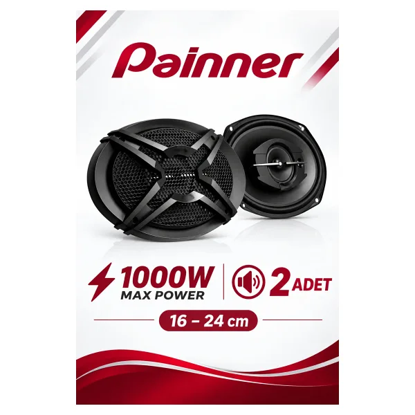 Painner P-696 1000 Watt Oto Hoparlör Oval 6x9 Araba Hoparlör 2 Adet Oto Oval Hoparlör (16-24CM) 2 Adet