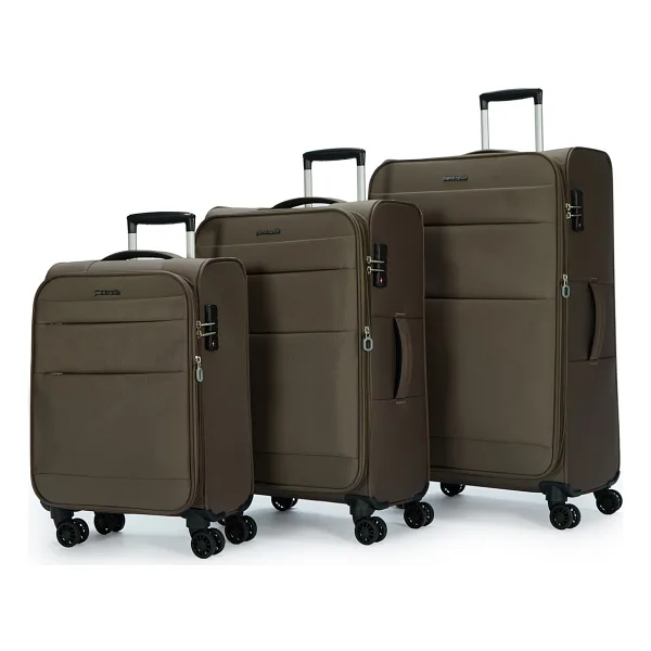 Pierre Cardin 04PC4200 Kumaş Kahverengi Kabin + Orta + Büyük Boy 3'lü Valiz Seti