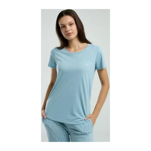 Pierre Cardin Kadın Mavi Kısa Kol Pijama Takım