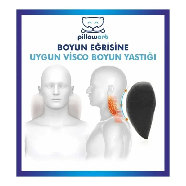 PİLLOWART Visco Araba Boyun Yastığı Ortopedik Oto Boyun Yastığı Araç Boyun Yastığı Seyahat Yastığı