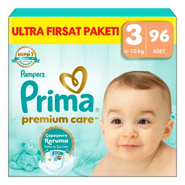Prima Premium Care 3 Numara Midi 96'lı Bebek Bezi