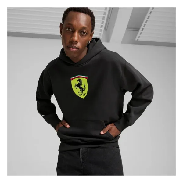 Puma Scuderia Ferrari Bigshield 627054-01 Kapüşonlu Siyah Erkek Sweatshirt