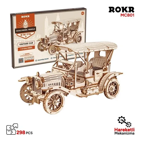 Rokr MC801 Klasik Araba Hareketli Ahşap Maket