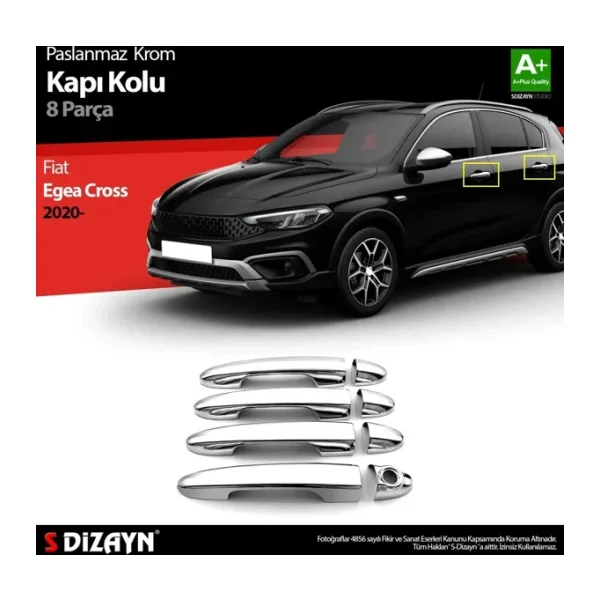 S-Dizayn Fiat Egea Cross Krom Kapı Kolu 8 Prç. 2020 Üzeri
