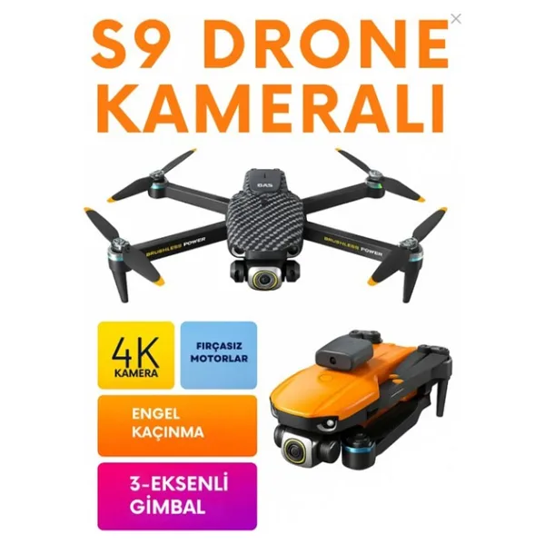 S9 4K Kamera Drone Uzaktan Kumandalı Mini Quadcopter Katlanır Kanat S9 Drone - Siyah