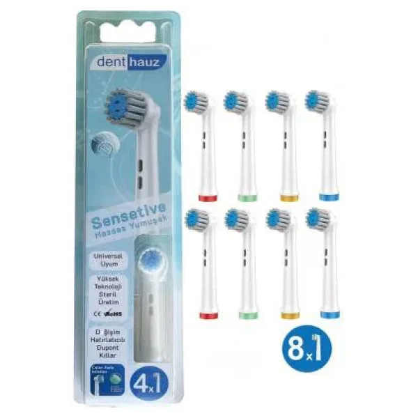 Sensetive - Ekstra Yumuşak Oral B Şarjlı Diş Fırçası Yedek Başlığı - 8 Adet Yedek Başlık