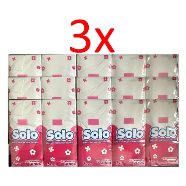 Solo Çiçek Kokulu Cep Mendili 10'Lu Paket (3 Adet)
