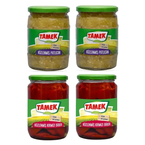 Tamek Közlenmiş Biber Ve Patlıcan Cam Kavanoz 4 Lü