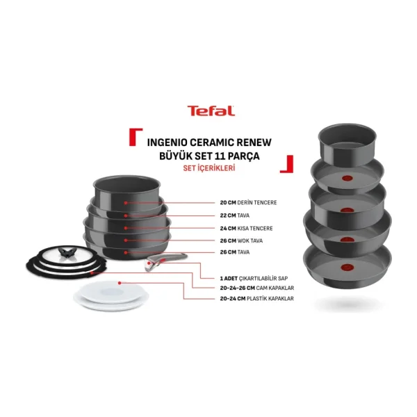 Tefal Ingenio Ceramic Renew 11 Parça Büyük Tencere Seti