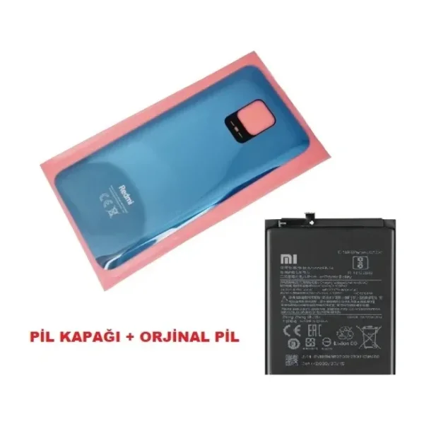 Tkgz Xiaomi Redmi Note 9 Pro Arka Kapak Batarya Kapağı + PİL (CAM) GRİ