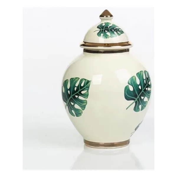 Vitale Yaprak Desenli Şah Küp Yeşil 21 Cm Ak.Nrh0088