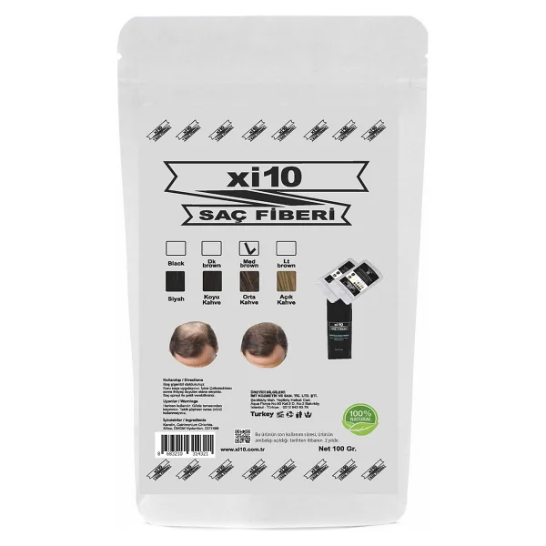xi10 Saç Tozu 100 gr Orta Kahve Topik Hair Fiber