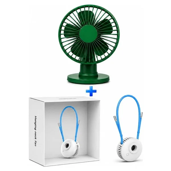 Xiaomi Vh Fan Masaüstü Taşınabilir Şarjlı Fan Vantilatör + Boyun Fanı Hediye - Yeşil
