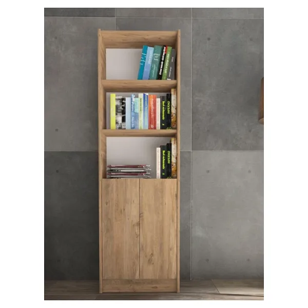 YETİ MOBİLYA Flat56 Kitaplık 2 Kapaklı Kütüphane Çok Amaçlı Dolap Çam