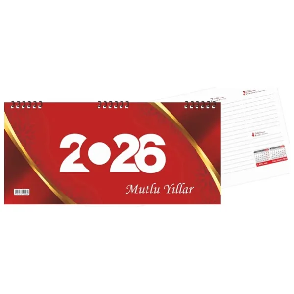 2026 Spiralli Masa Takvimi 16X33 Cm Geniş